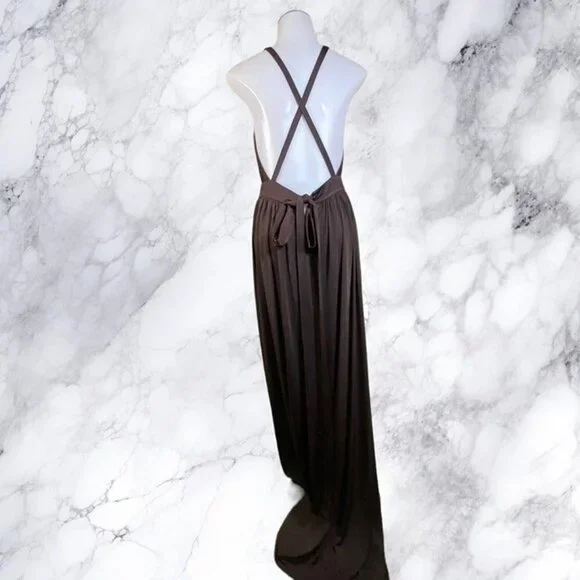for love and lemons brown polka dot dress Zapakasa Women Brown Chiffon Polka Dots Dress Halter Neck A-Line Party Dress